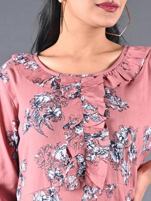 frill detail floral top - 17170186 - Standard Image - 4