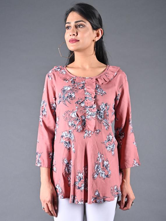 frill detail floral top - 17170186 - Zoom Image - 2