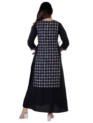 checkered layered ethnic dress - 17170230 - Standard Image - 3