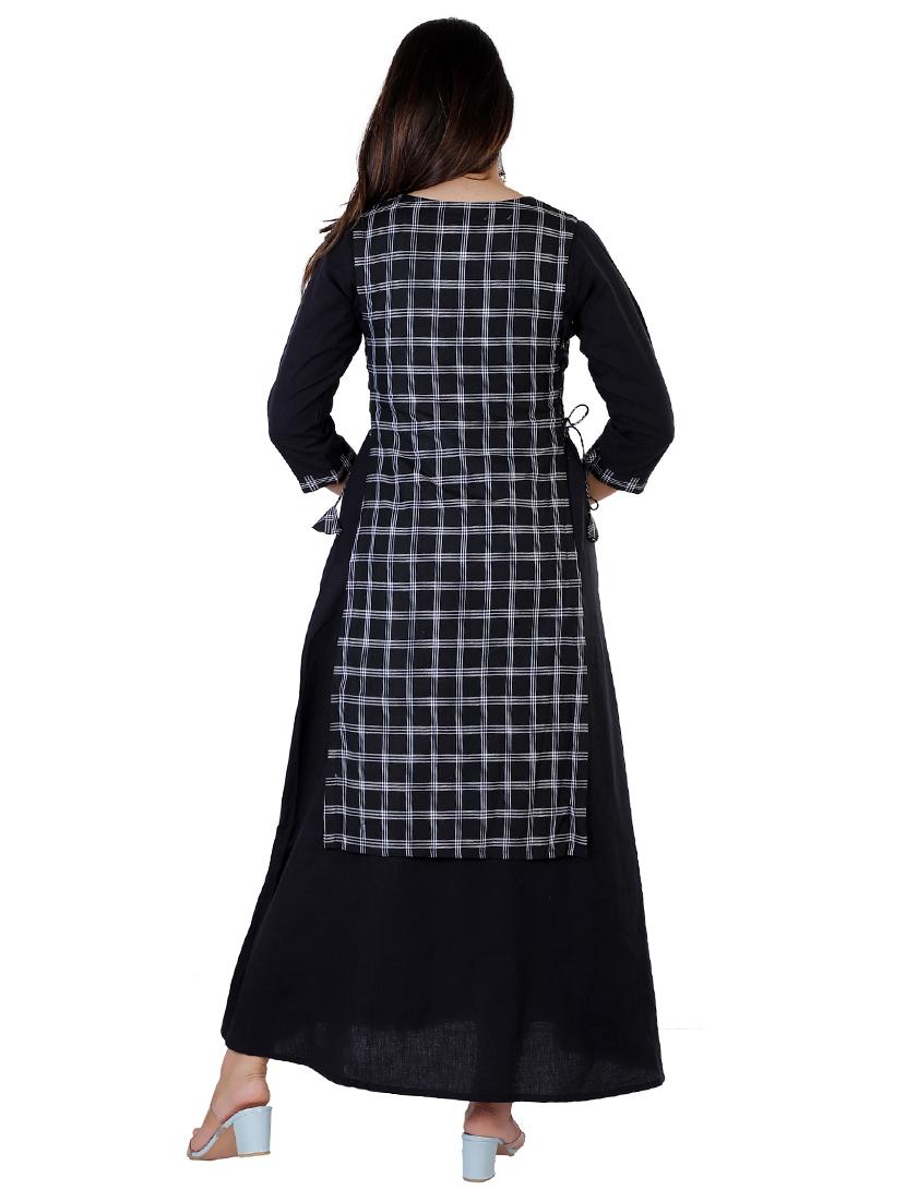 checkered layered ethnic dress - 17170230 - Zoom Image - 3