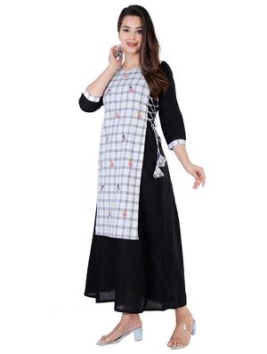 checkered layered ethnic dress - 17170231 - Standard Image - 2