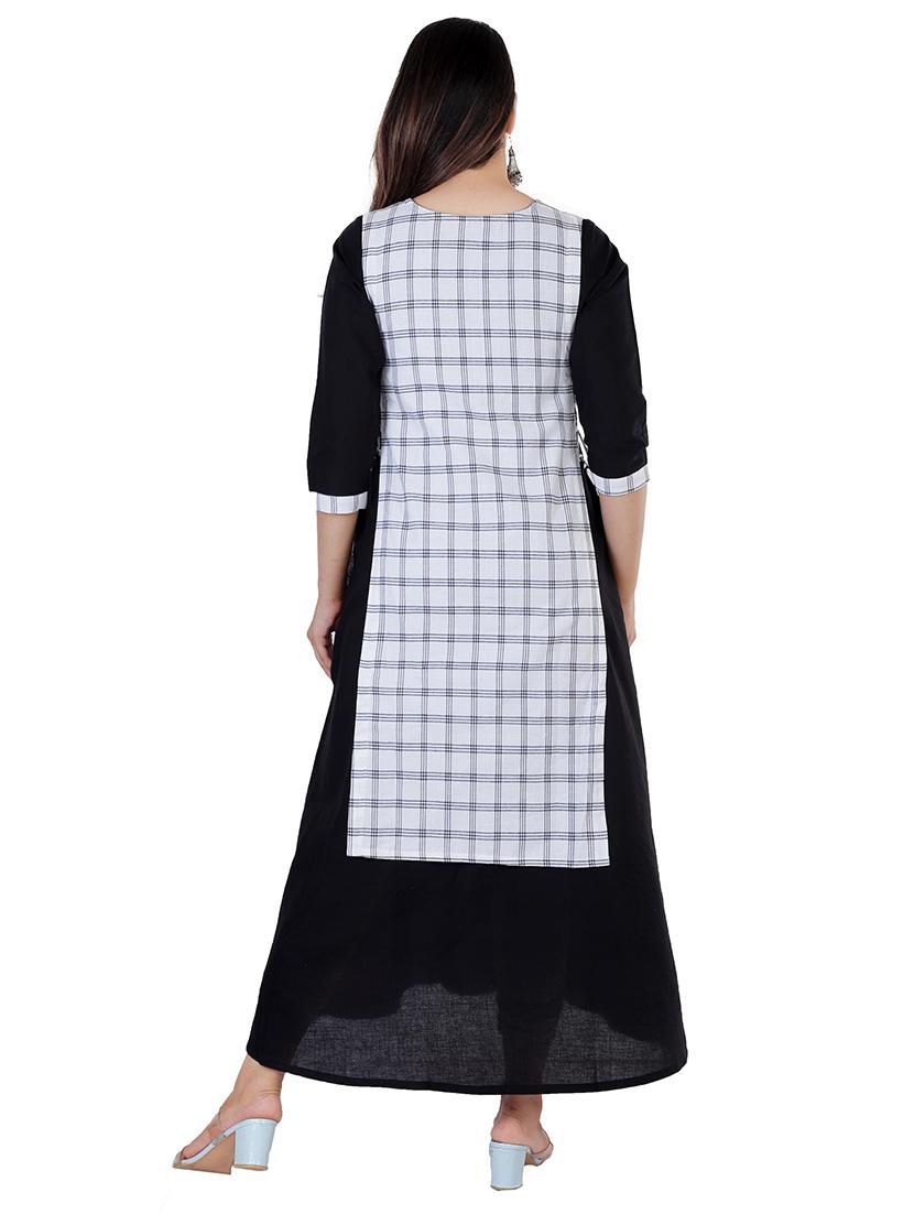 checkered layered ethnic dress - 17170231 - Zoom Image - 3