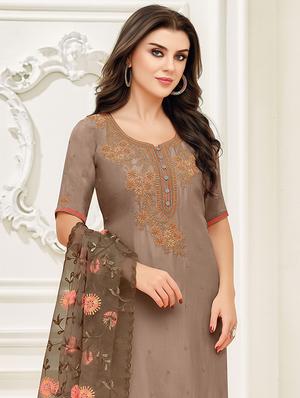 embroidered churidaar suits unstitched suit - 17170368 - Standard Image - 2