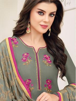 embroidered churidaar suits unstitched suit - 17170371 - Standard Image - 2