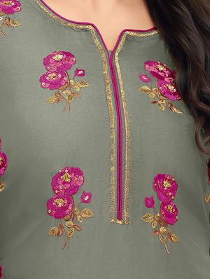 embroidered churidaar suits unstitched suit - 17170371 - Standard Image - 3