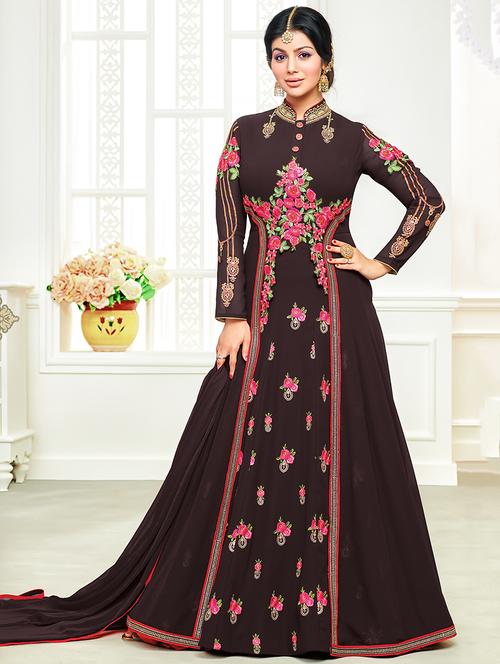 embroidered anarkali suits semi-stitched suit - 17170374 - Standard Image - 1