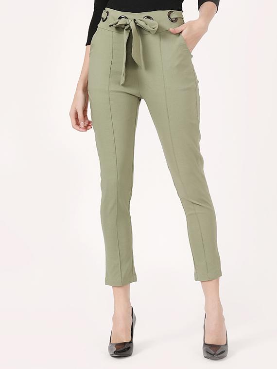 drawstring waist flat front trouser - 17170556 - Zoom Image - 1