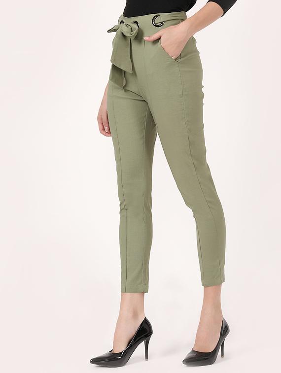 drawstring waist flat front trouser - 17170556 - Zoom Image - 2