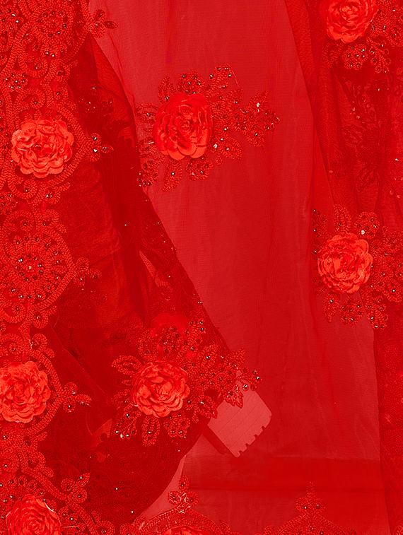solid embroidered saree with blouse - 17170856 - Zoom Image - 4