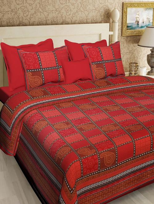 cotton double king size bedsheet with pillow cover - 17170937 - Standard Image - 1
