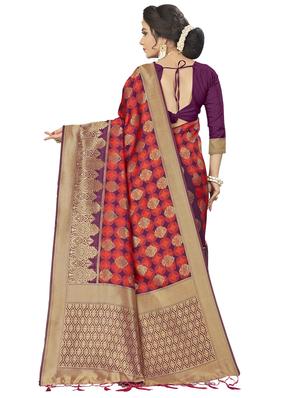 half & half woven saree with blouse - 17171024 - Standard Image - 2