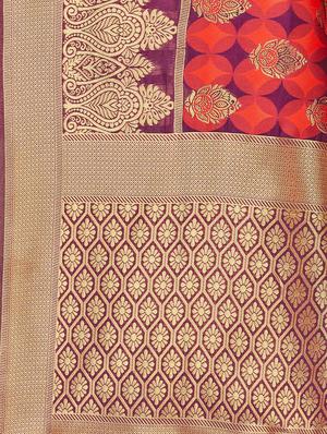 half & half woven saree with blouse - 17171024 - Standard Image - 4