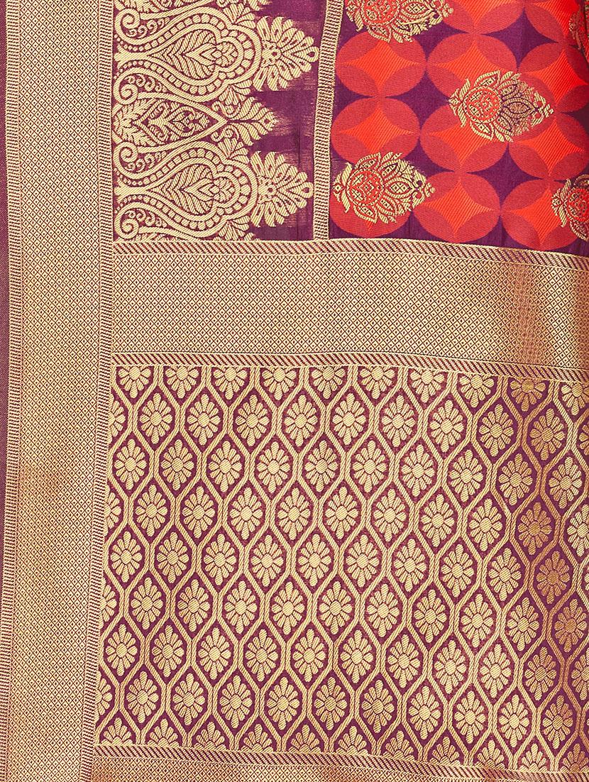 half & half woven saree with blouse - 17171024 - Zoom Image - 4