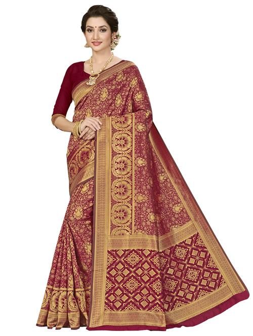 self design woven saree with blouse - 17171029 - Standard Image - 1