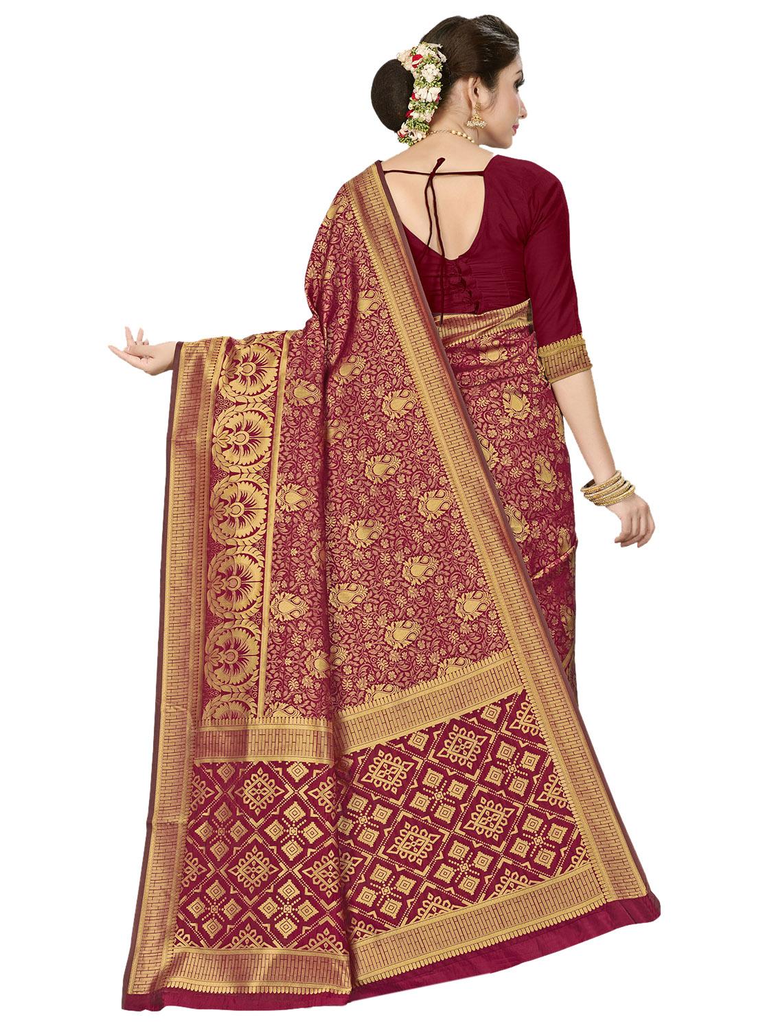 self design woven saree with blouse - 17171029 - Zoom Image - 2