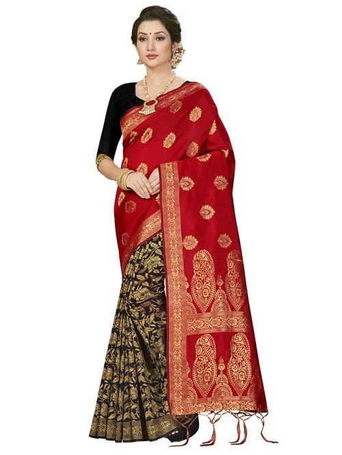 self design half & half saree with blouse - 17171044 - Standard Image - 1