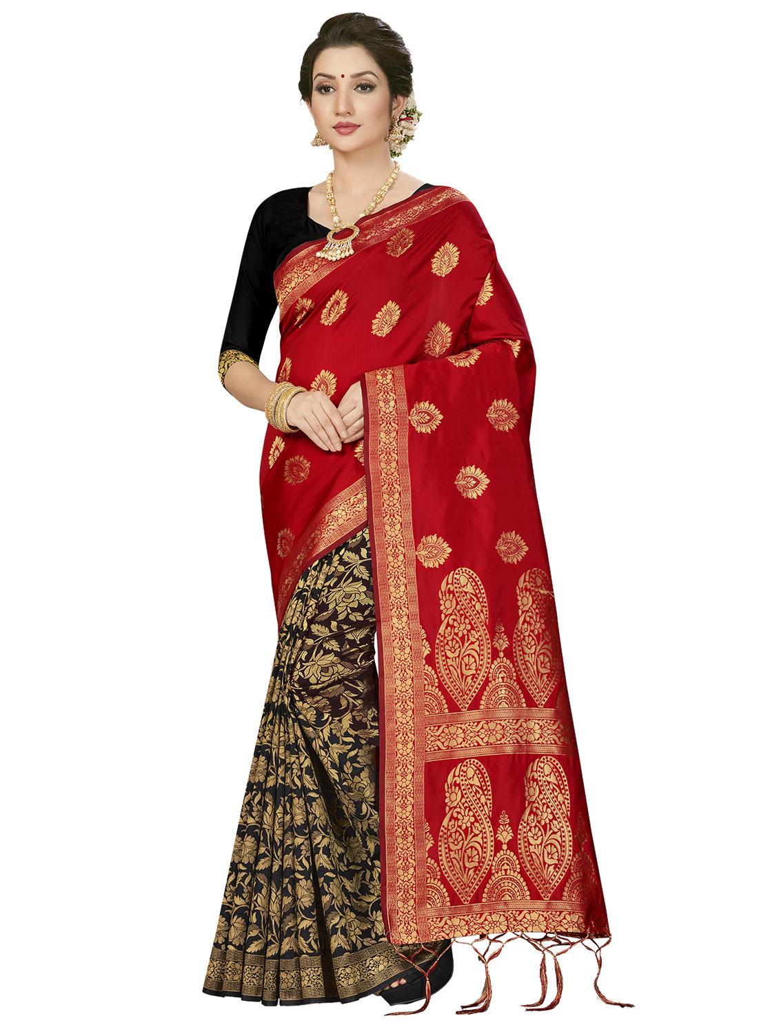 self design half & half saree with blouse - 17171044 - Zoom Image - 1