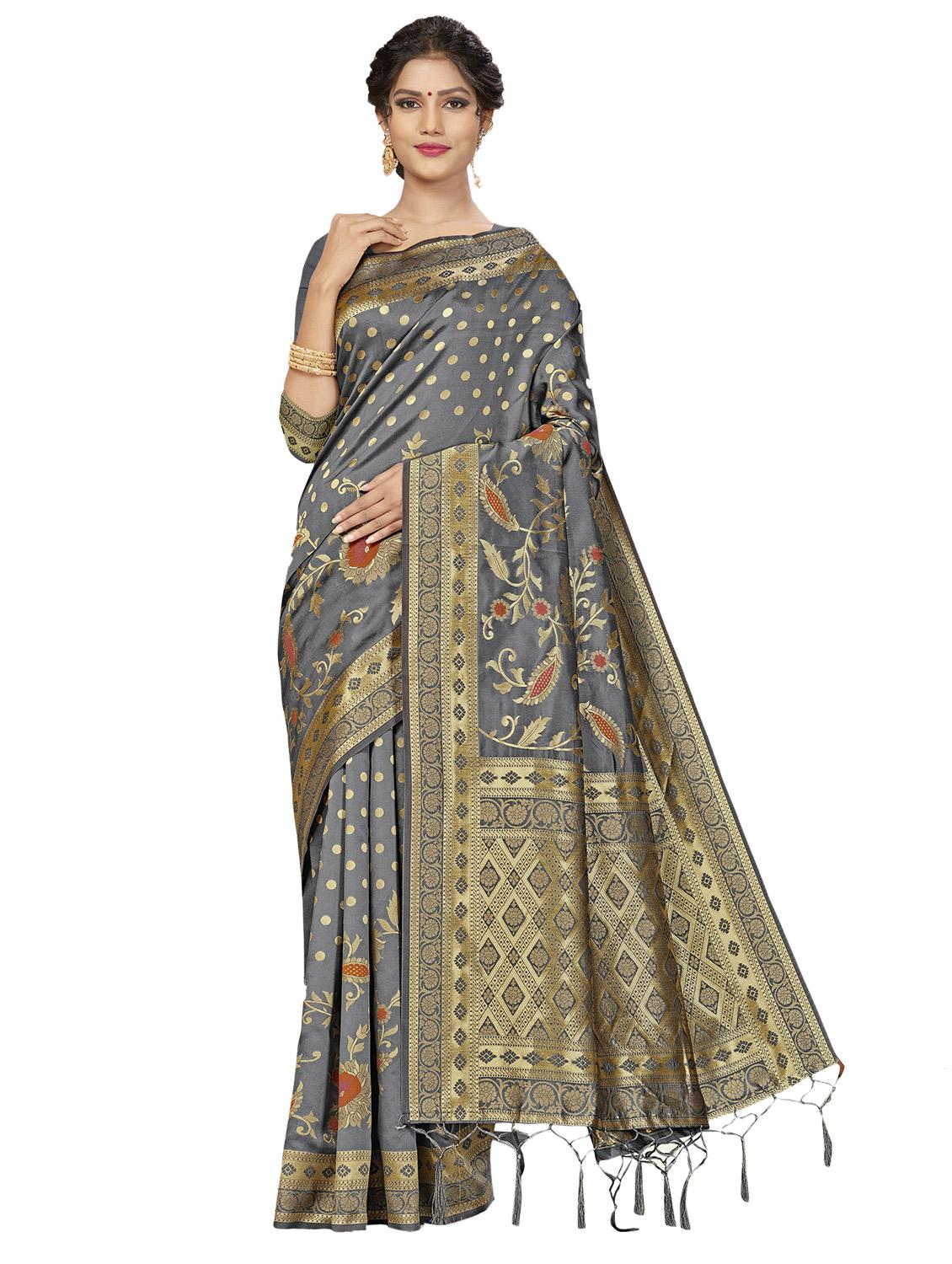 self design woven saree with blouse - 17171092 - Zoom Image - 1