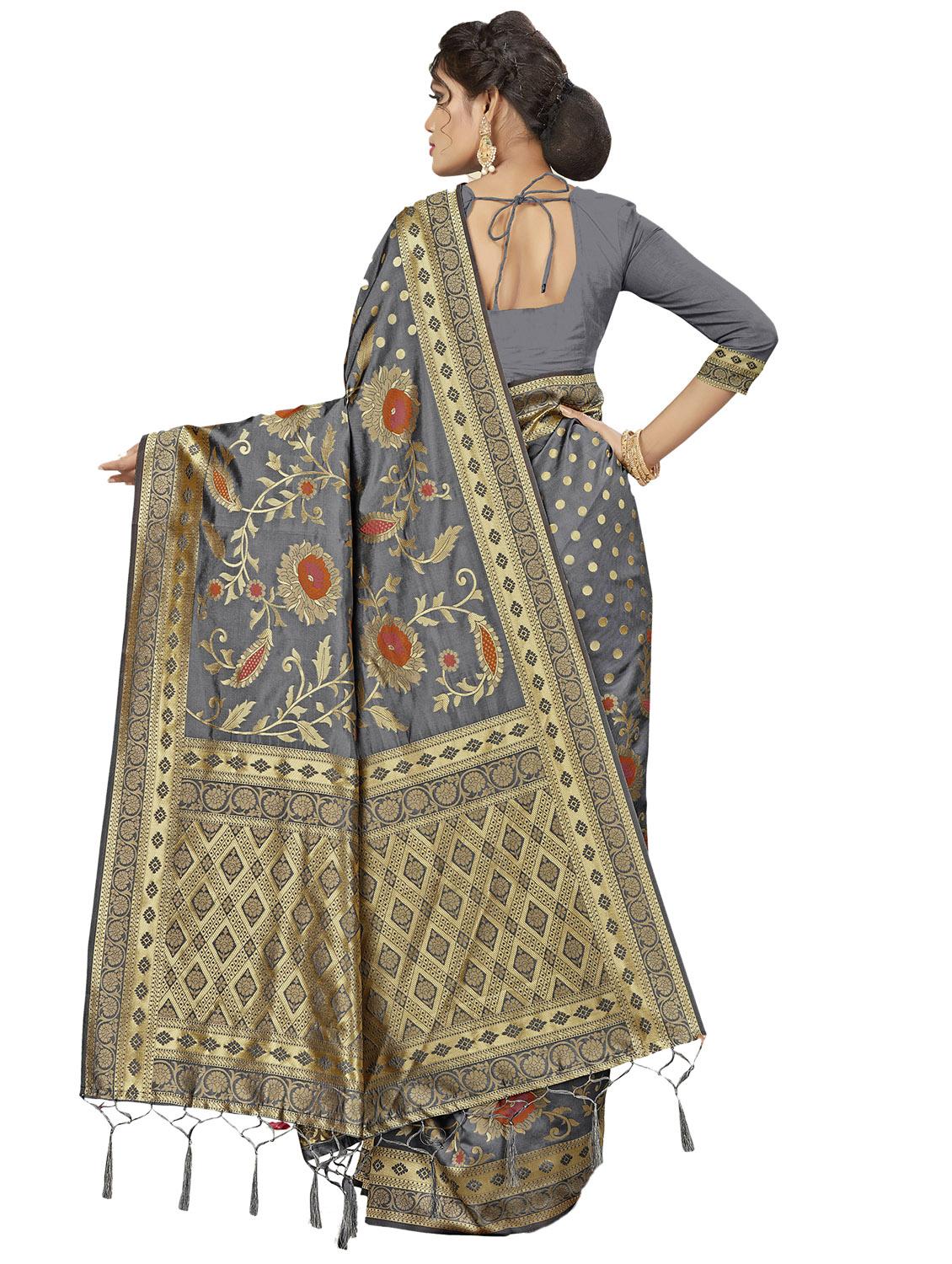self design woven saree with blouse - 17171092 - Zoom Image - 2