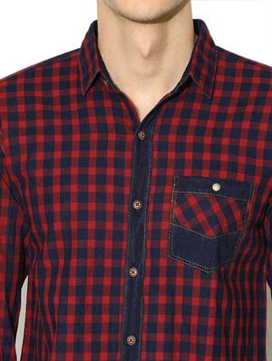 red checkered casual shirt - 17171306 - Standard Image - 5