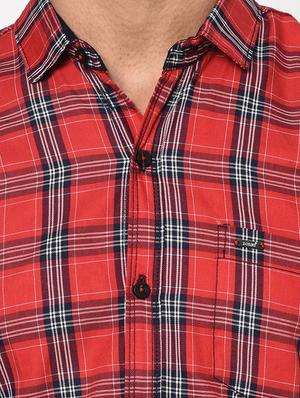 red checkered casual shirt - 17171330 - Standard Image - 5