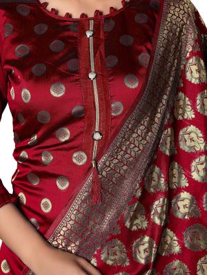 self design churidaar semi-stitched suit - 17171587 - Standard Image - 2