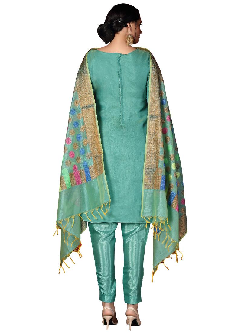 zari work churidaar semi-stitched suit - 17171598 - Zoom Image - 2