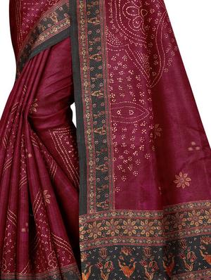 bnadhani printed saree with tassels with blouse - 17171799 - Standard Image - 2