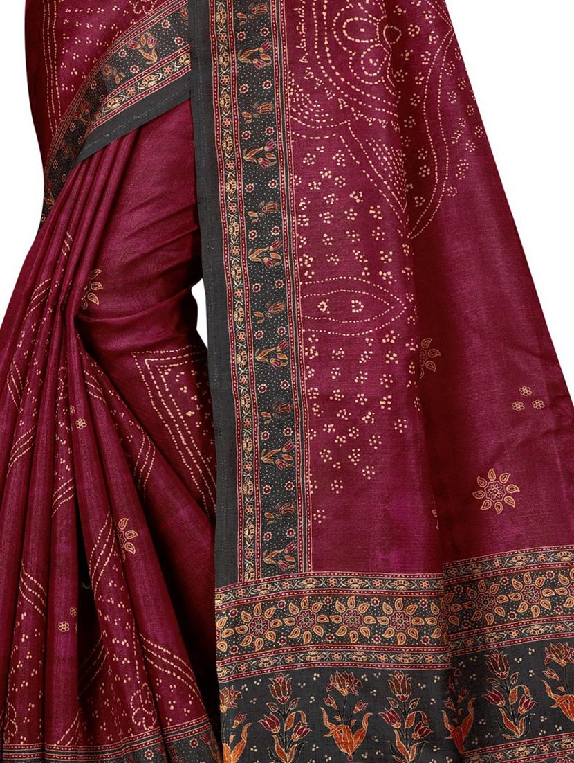 bnadhani printed saree with tassels with blouse - 17171799 - Zoom Image - 2