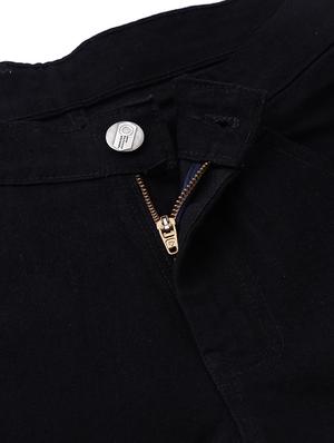 black plain denim jeans with zipper detailing - 17172220 - Standard Image - 5