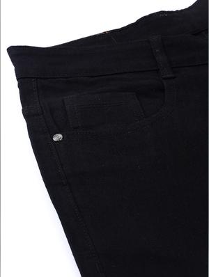 black plain denim jeans with zipper detailing - 17172220 - Standard Image - 6
