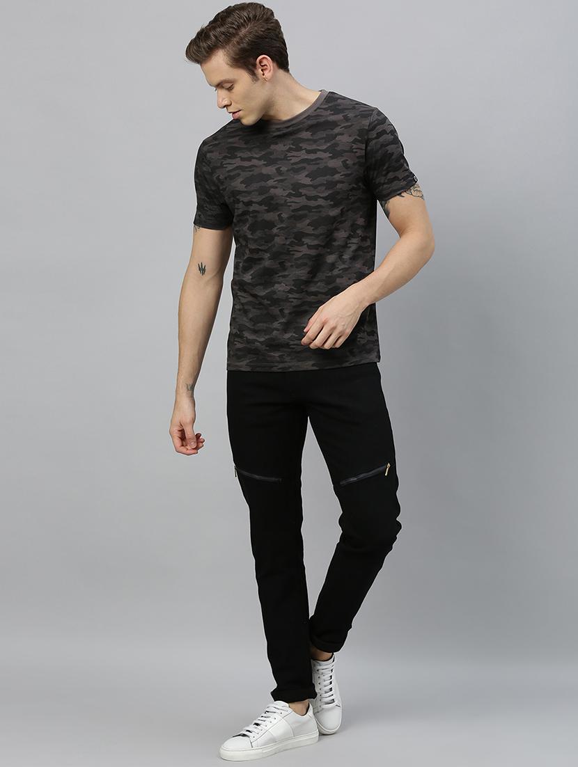 black plain denim jeans with zipper detailing - 17172220 - Zoom Image - 4