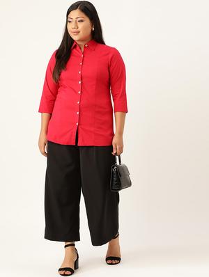 maroon cotton plus shirt - 17172415 - Standard Image - 4