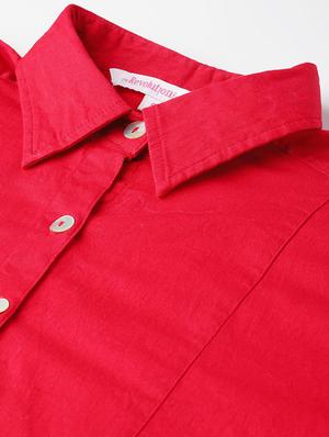 maroon cotton plus shirt - 17172415 - Standard Image - 5