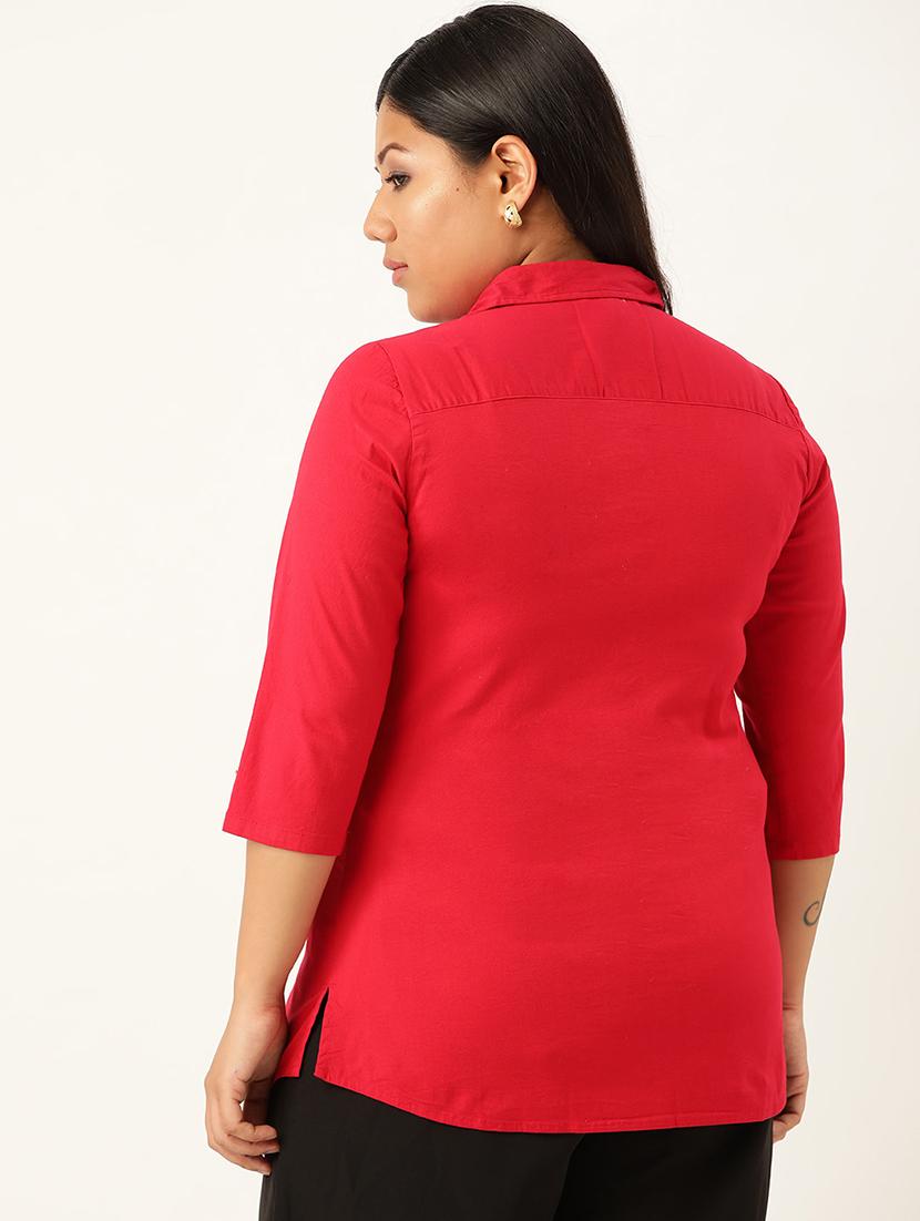 maroon cotton plus shirt - 17172415 - Zoom Image - 3