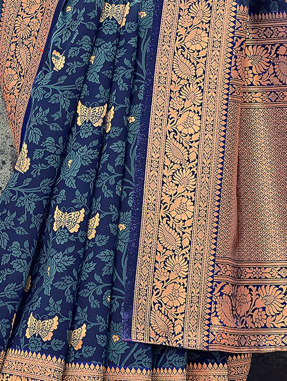 self design floral woven saree with blouse - 17173583 - Zoom Image - 2