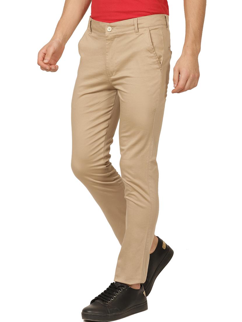 beige solid chinos - 17173603 - Zoom Image - 2