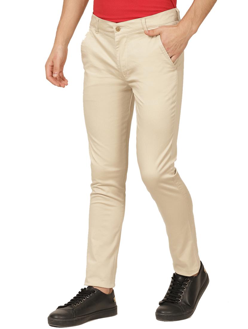 beige solid chinos - 17173604 - Zoom Image - 2