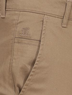 beige solid chinos - 17173607 - Standard Image - 5