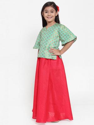 green silk blend lehnga choli - 17173643 - Standard Image - 2