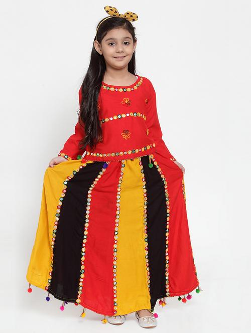 red rayon lehnga choli - 17173651 - Standard Image - 1