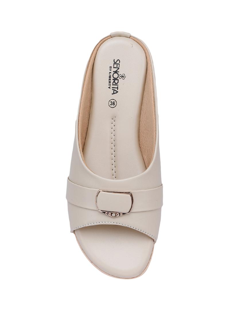 beige pu slippers flip flops - 17173721 - Zoom Image - 4