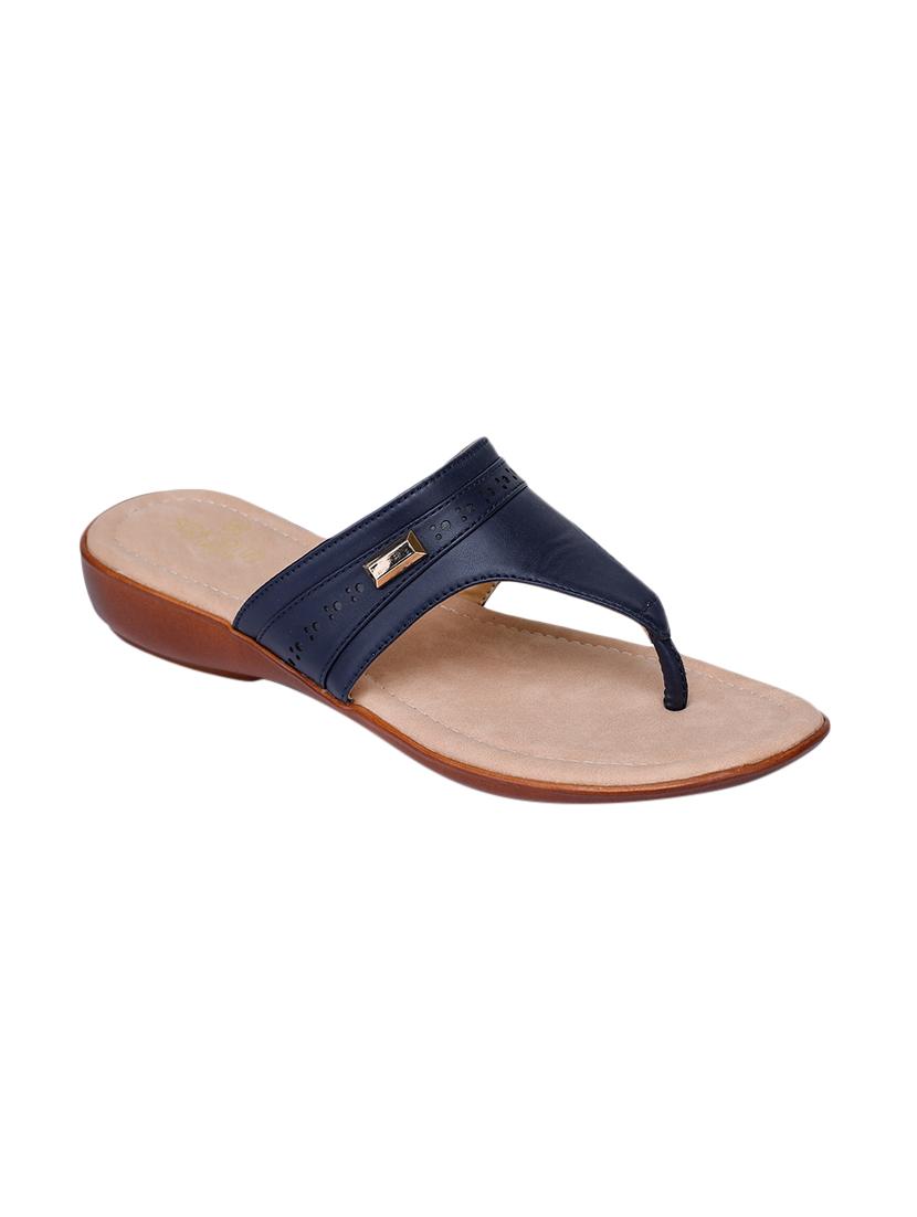 blue pu slippers flip flops - 17173722 - Zoom Image - 1