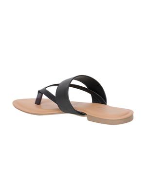 black pu slippers flip flops - 17173734 - Standard Image - 3