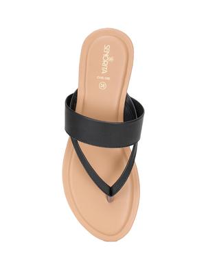 black pu slippers flip flops - 17173734 - Standard Image - 4