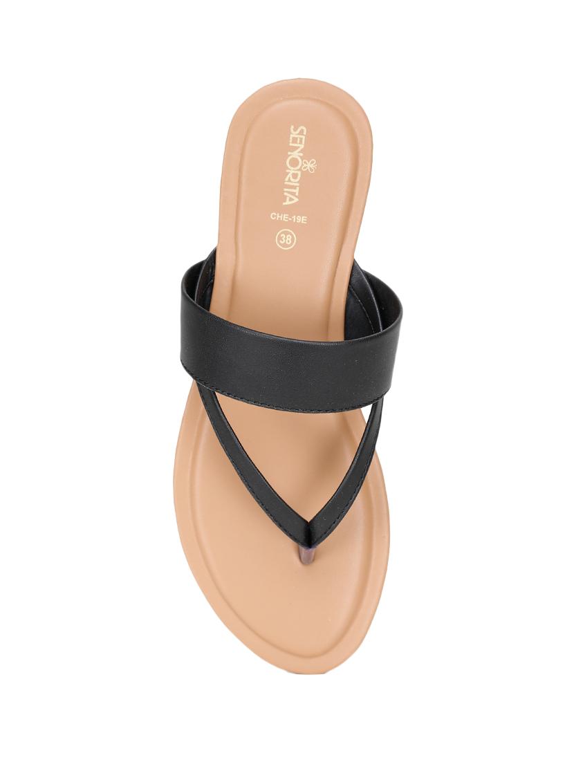 black pu slippers flip flops - 17173734 - Zoom Image - 4
