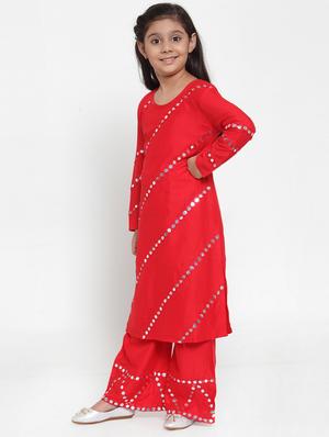 red rayon suit set - 17174994 - Standard Image - 2