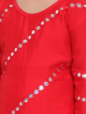 red rayon suit set - 17174994 - Standard Image - 4