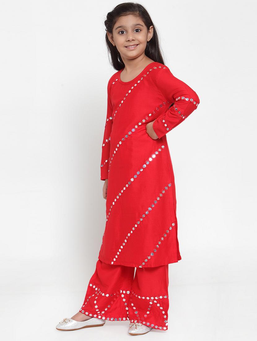 red rayon suit set - 17174994 - Zoom Image - 2