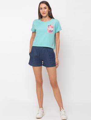 high rise denim shorts - 17175022 - Standard Image - 4
